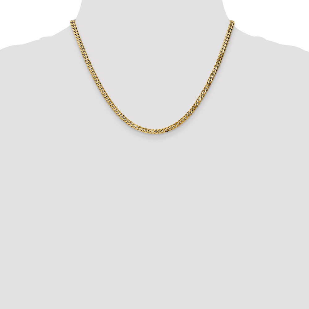 14K 18 inch 3.9mm Flat Beveled Curb with Lobster Clasp Chain
