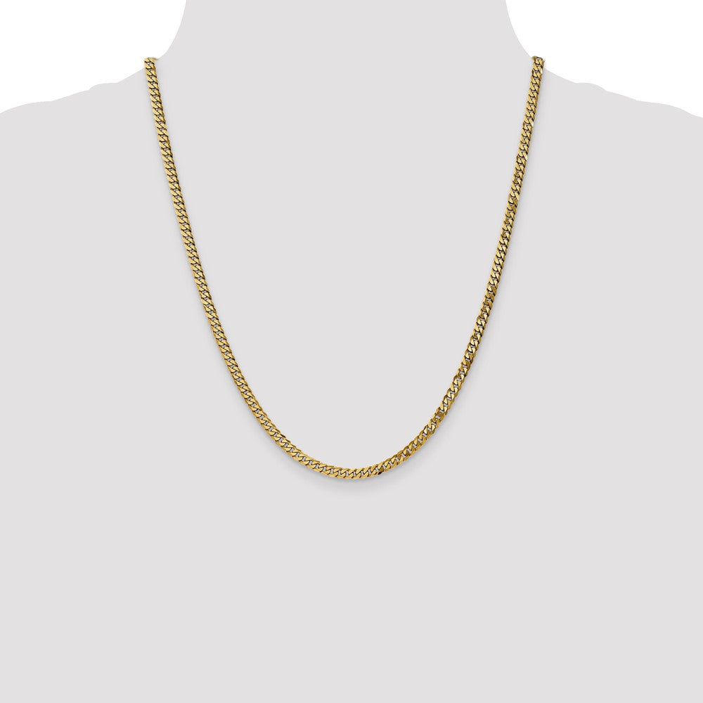 14K 22 inch 3.9mm Flat Beveled Curb with Lobster Clasp Chain