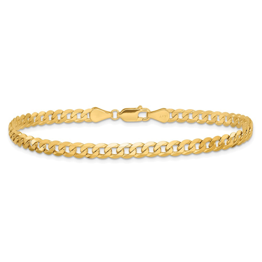 14K 8 inch 4.75mm Flat Beveled Curb with Lobster Clasp Bracelet