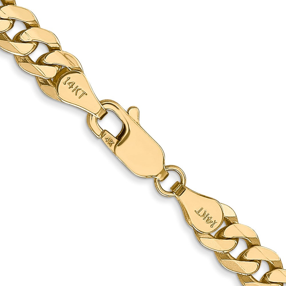 14K 22 inch 5.75mm Flat Beveled Curb with Lobster Clasp Chain