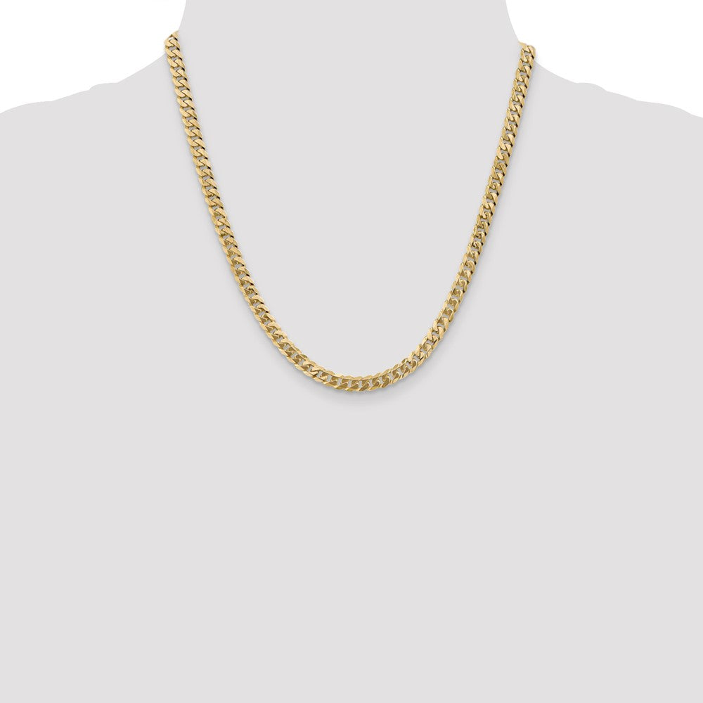 14K 20 inch 5.75mm Flat Beveled Curb with Lobster Clasp Chain