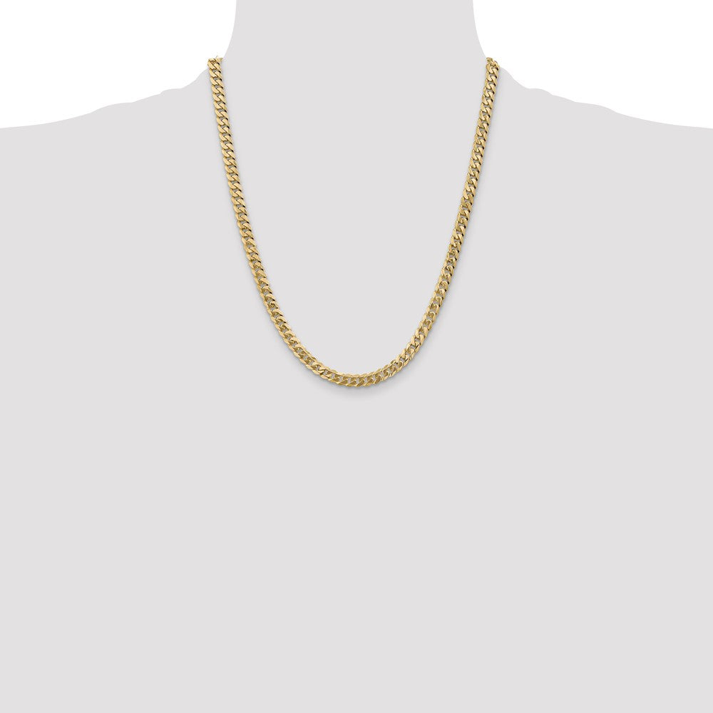 14K 22 inch 5.75mm Flat Beveled Curb with Lobster Clasp Chain