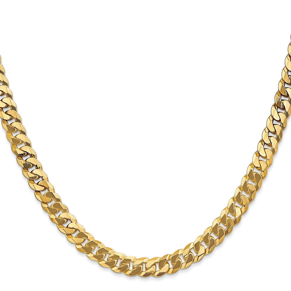 14K 30 inch 6.25mm Flat Beveled Curb with Lobster Clasp Chain