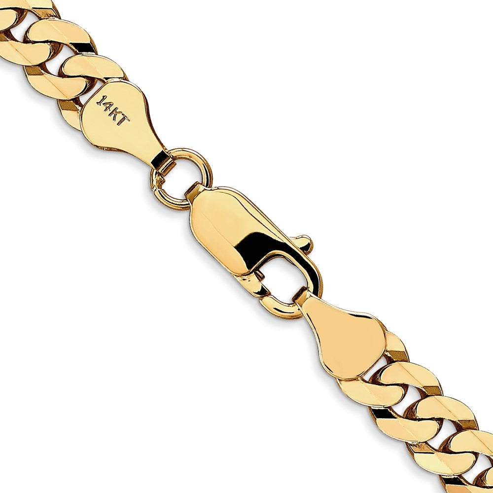 14K 30 inch 6.25mm Flat Beveled Curb with Lobster Clasp Chain
