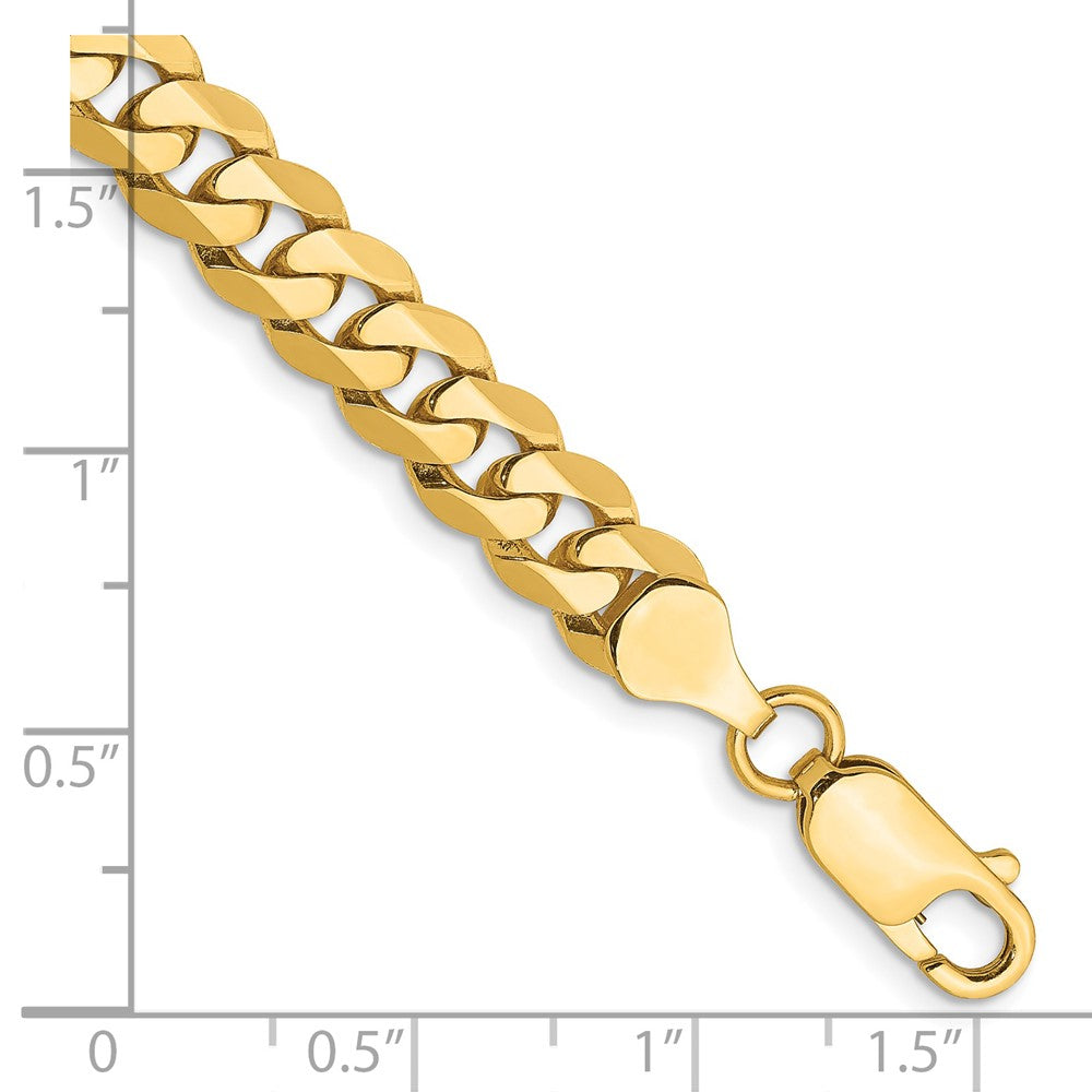 14K 8.5 inch 7.25mm Flat Beveled Curb with Lobster Clasp Bracelet