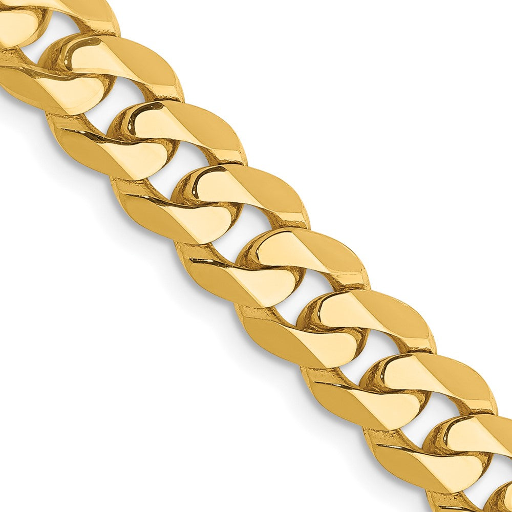 14K 30 inch 7.25mm Flat Beveled Curb with Lobster Clasp Chain