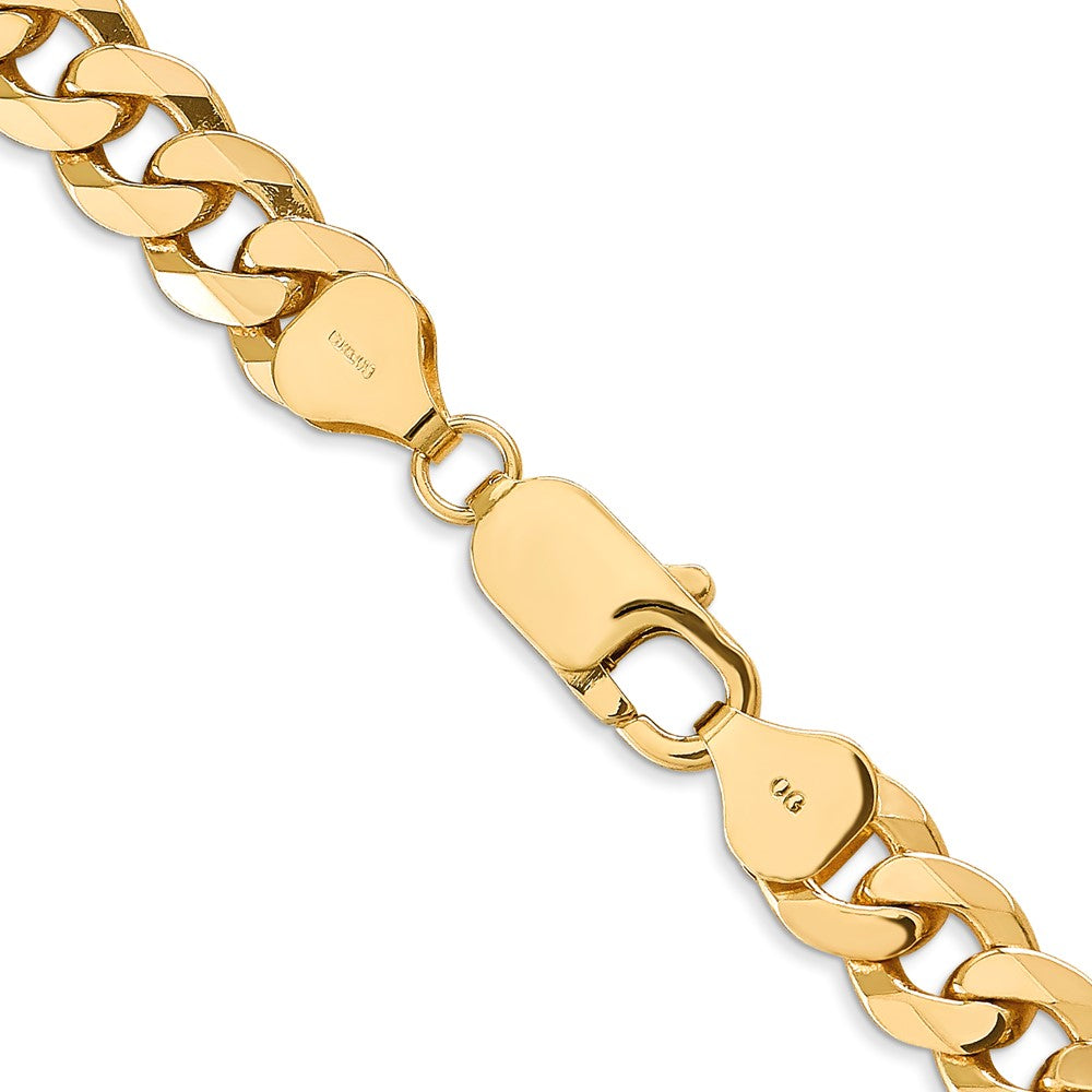 14K 20 inch 8mm Flat Beveled Curb with Lobster Clasp Chain