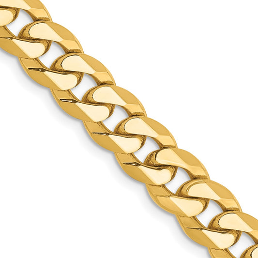 14K 20 inch 8mm Flat Beveled Curb with Lobster Clasp Chain