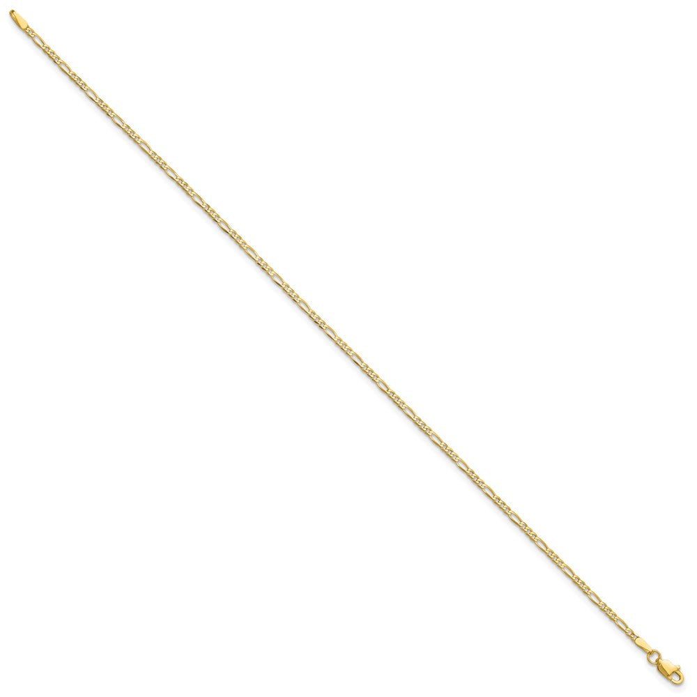 14K 10 inch 1.8mm Flat Figaro with Lobster Clasp Anklet