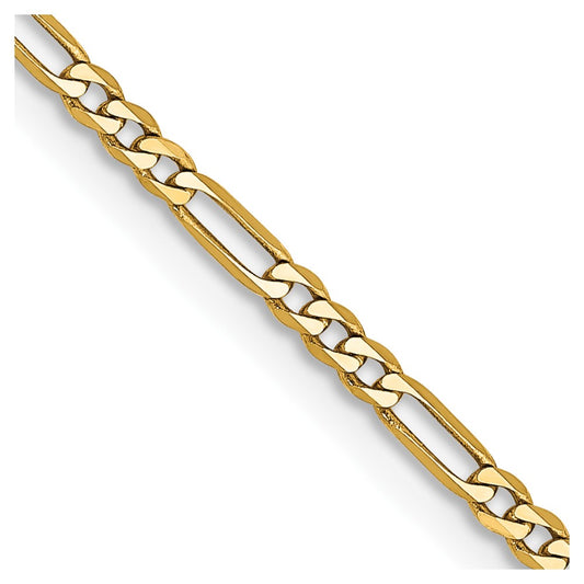 14K 16 inch 1.8mm Flat Figaro with Lobster Clasp Chain