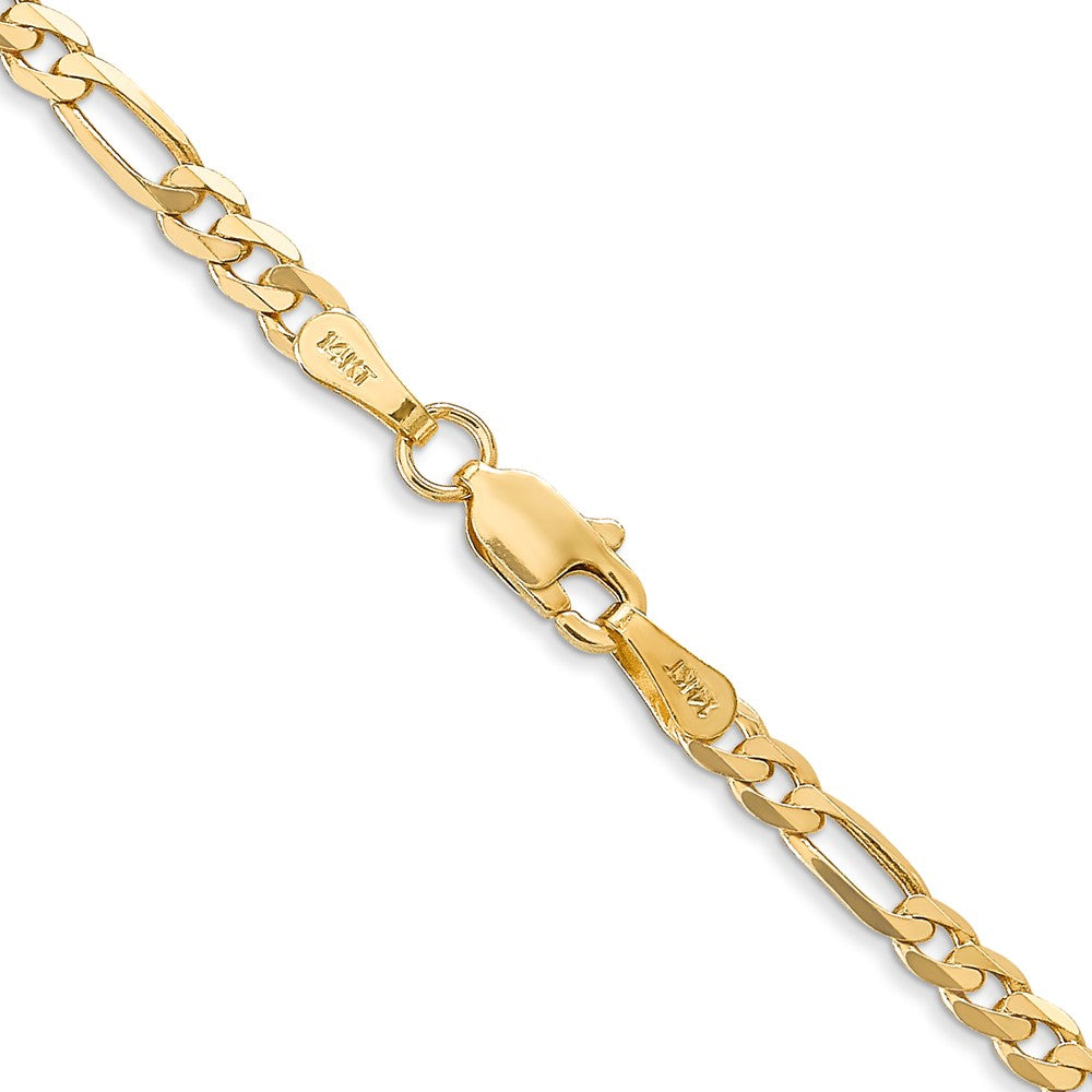 14K 30 inch 3mm Flat Figaro with Lobster Clasp Chain
