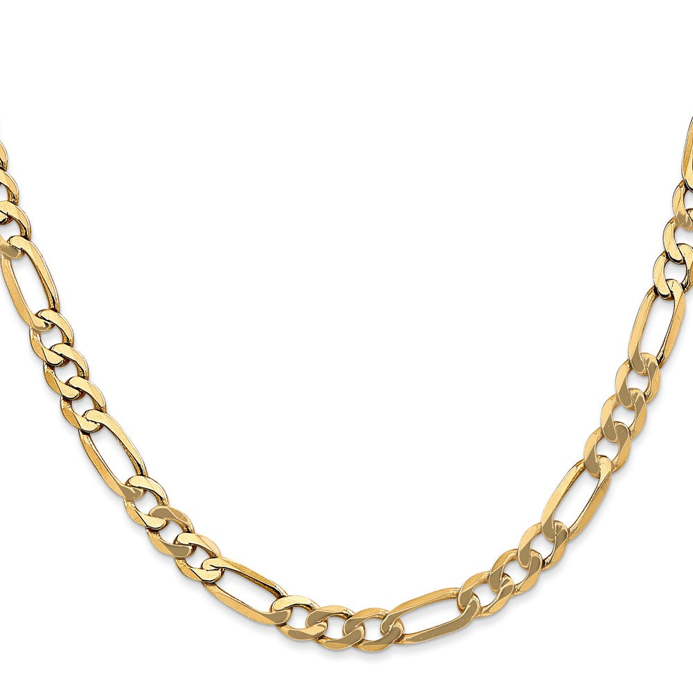 14K 26 inch 5.25mm Flat Figaro with Lobster Clasp Chain