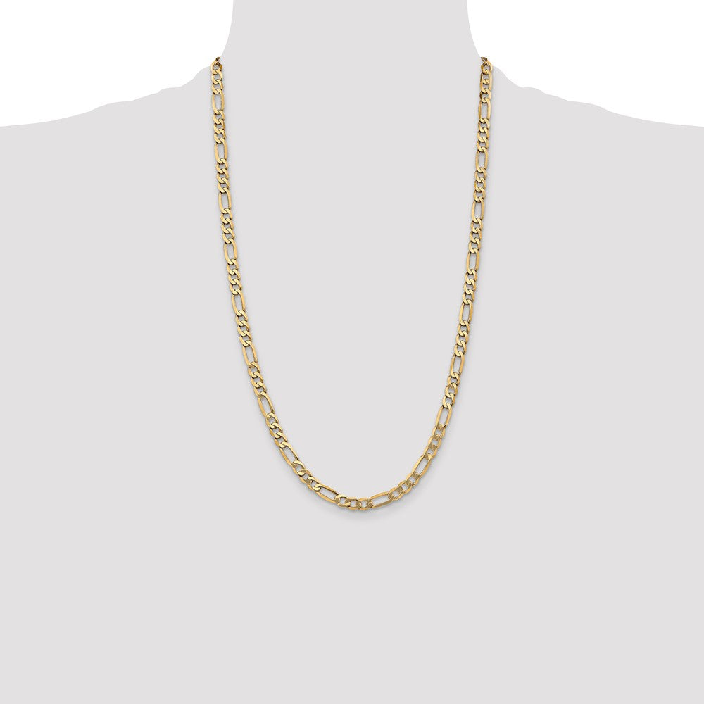 14K 26 inch 5.25mm Flat Figaro with Lobster Clasp Chain
