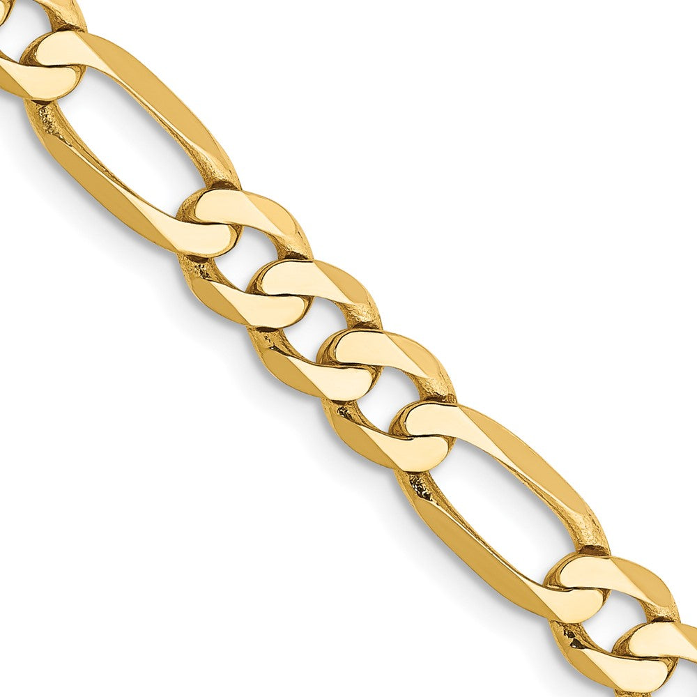 14K 28 inch 5.25mm Flat Figaro with Lobster Clasp Chain