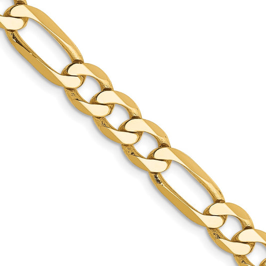 14K 26 inch 6.25mm Flat Figaro with Lobster Clasp Chain