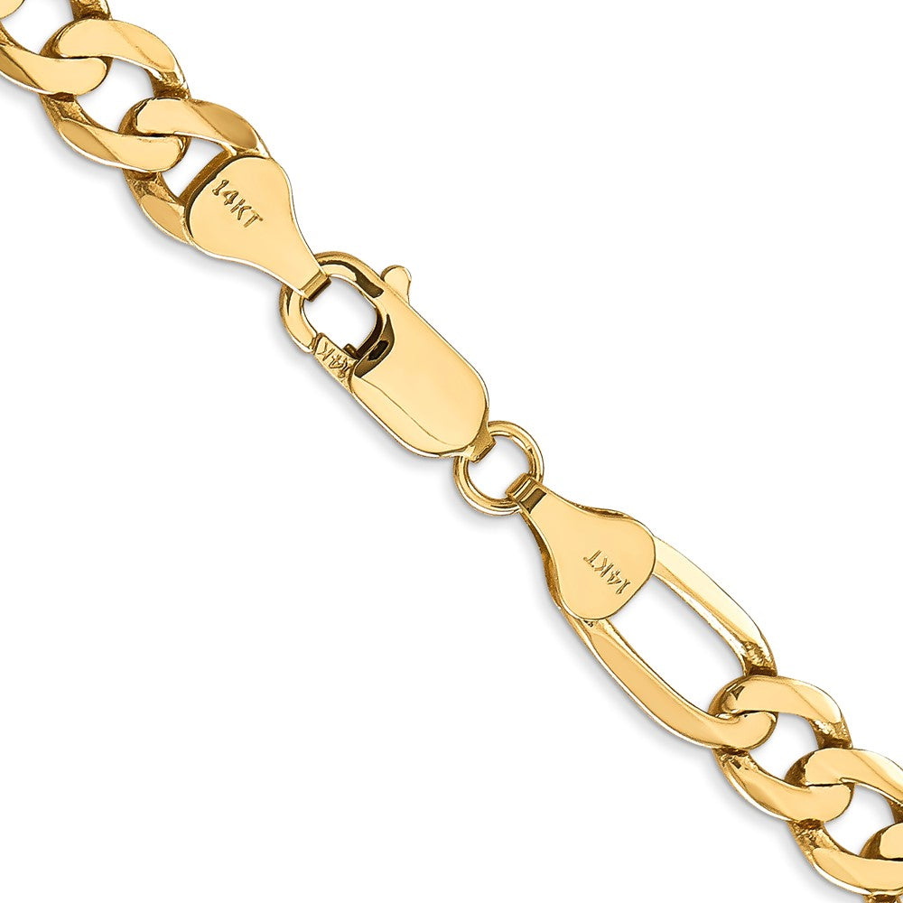 14K 28 inch 7mm Flat Figaro with Lobster Clasp Chain