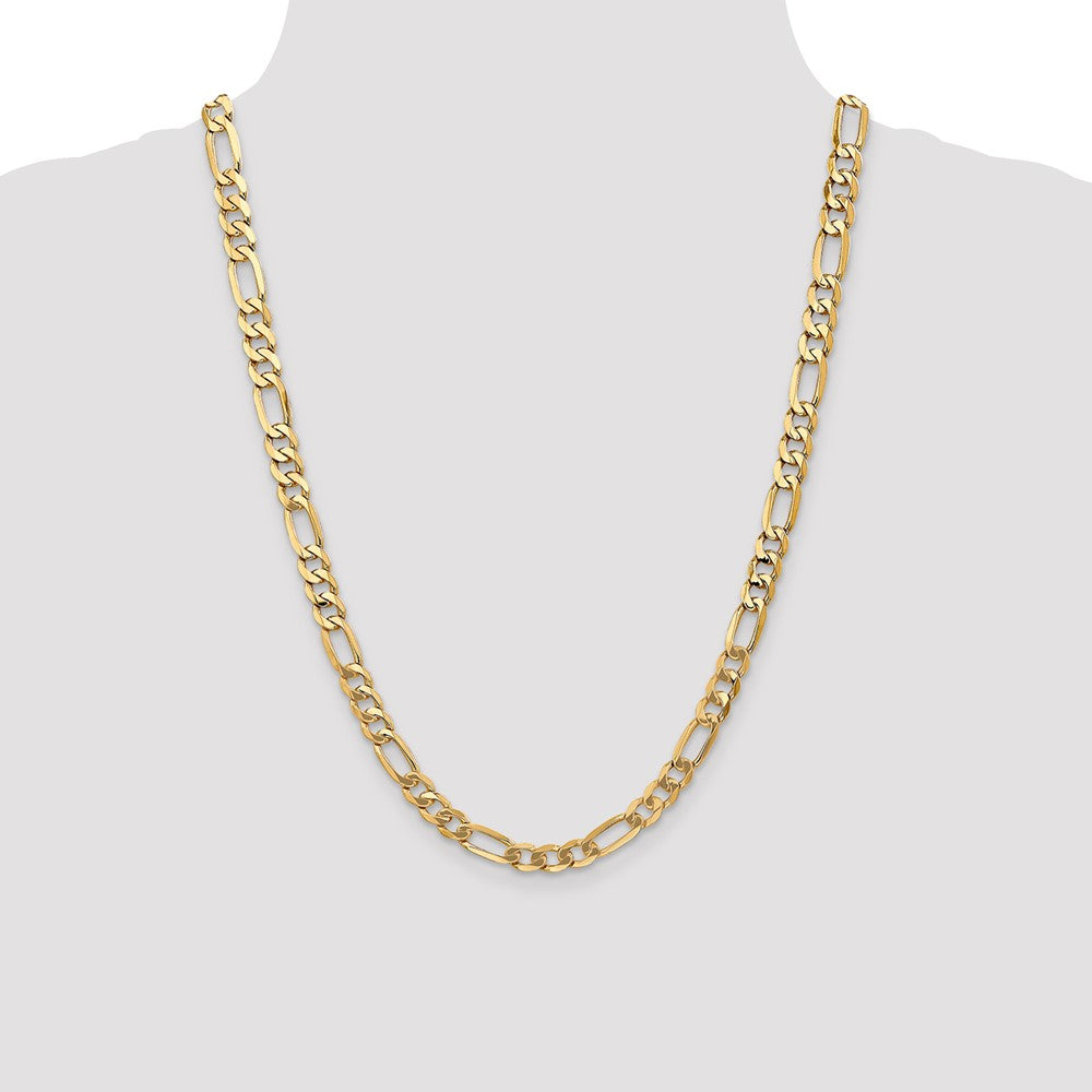 14K 24 inch 7mm Flat Figaro with Lobster Clasp Chain