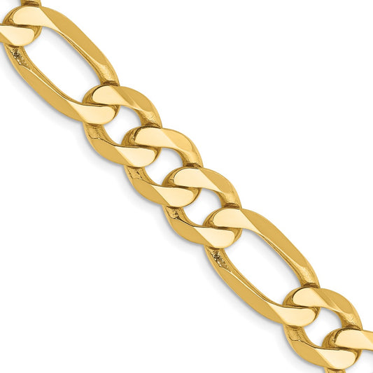 14K 22 inch 8.75mm Flat Figaro with Lobster Clasp Chain