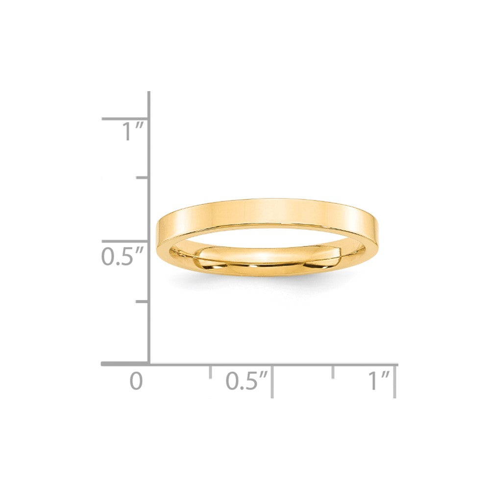 14k Yellow Gold 3mm Standard Weight Flat Comfort Fit Wedding Band Size 14