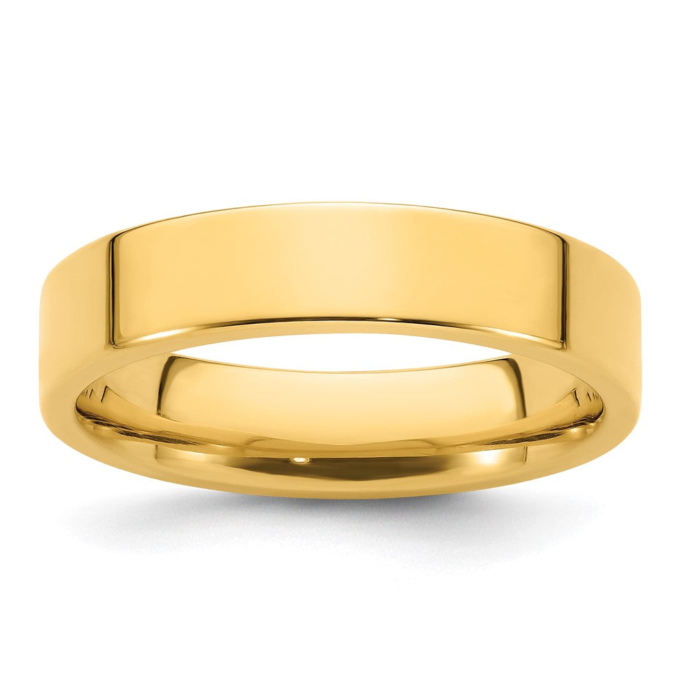 14k Yellow Gold 5mm Standard Weight Flat Comfort Fit Wedding Band Size 11.5