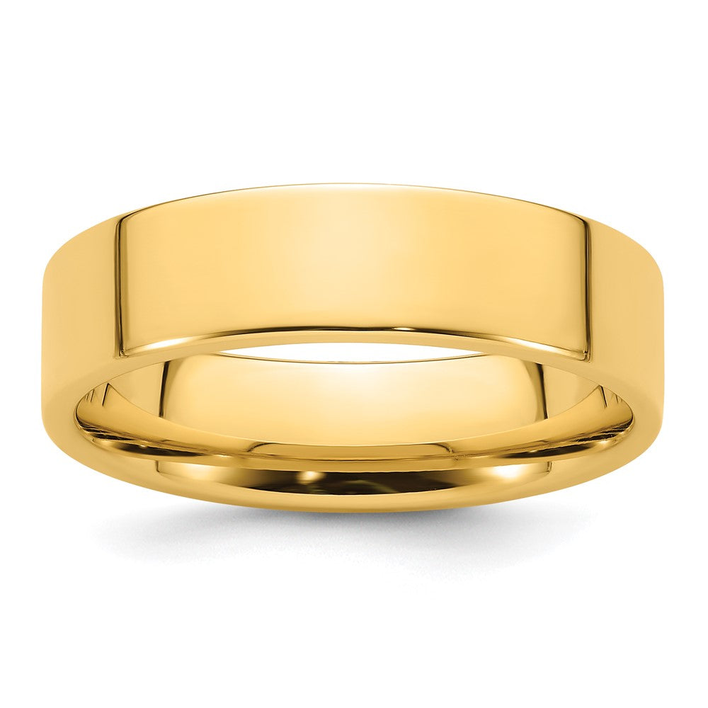 14k Yellow Gold 6mm Standard Weight Flat Comfort Fit Wedding Band Size 11