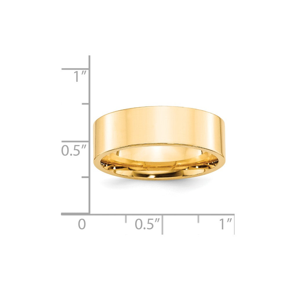14k Yellow Gold 7mm Standard Weight Flat Comfort Fit Wedding Band Size 13.5