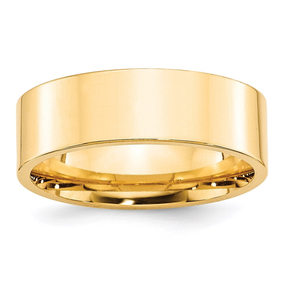 14k Yellow Gold 7mm Standard Weight Flat Comfort Fit Wedding Band Size 8