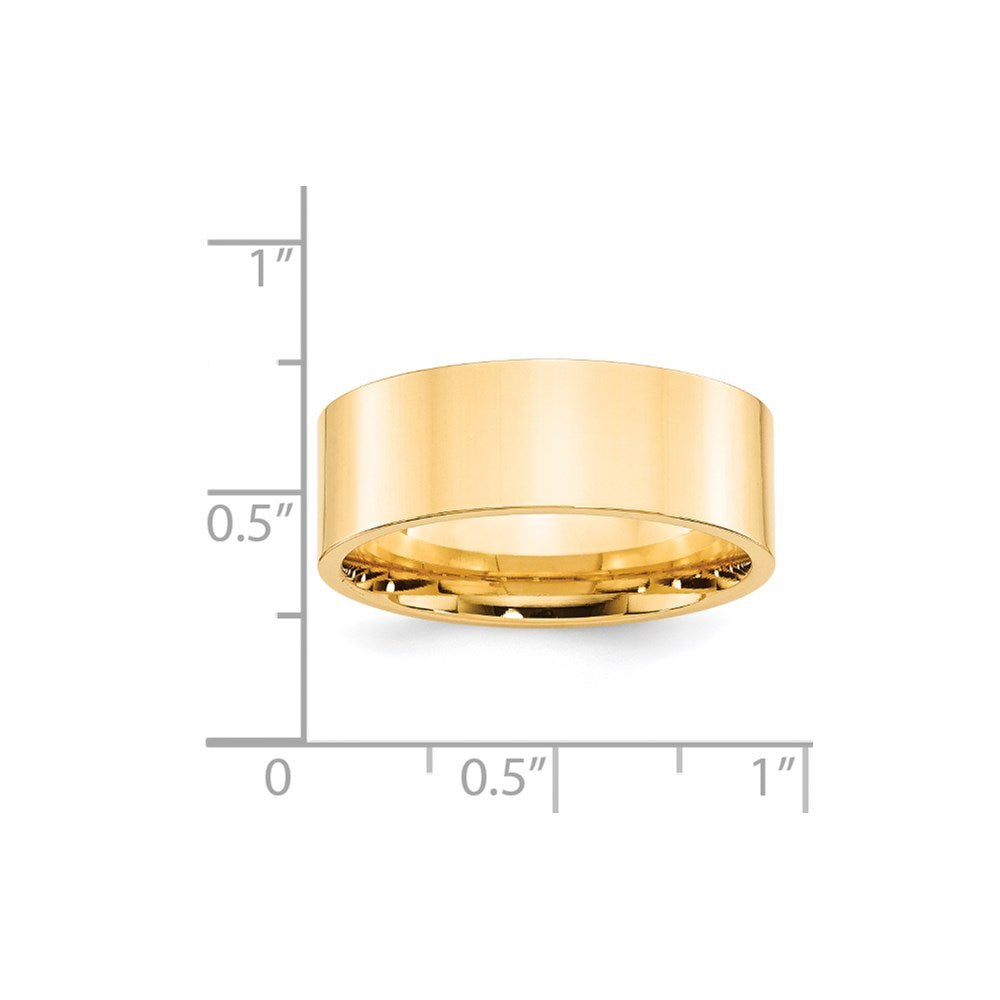 14k Yellow Gold 8mm Standard Weight Flat Comfort Fit Wedding Band Size 7.5