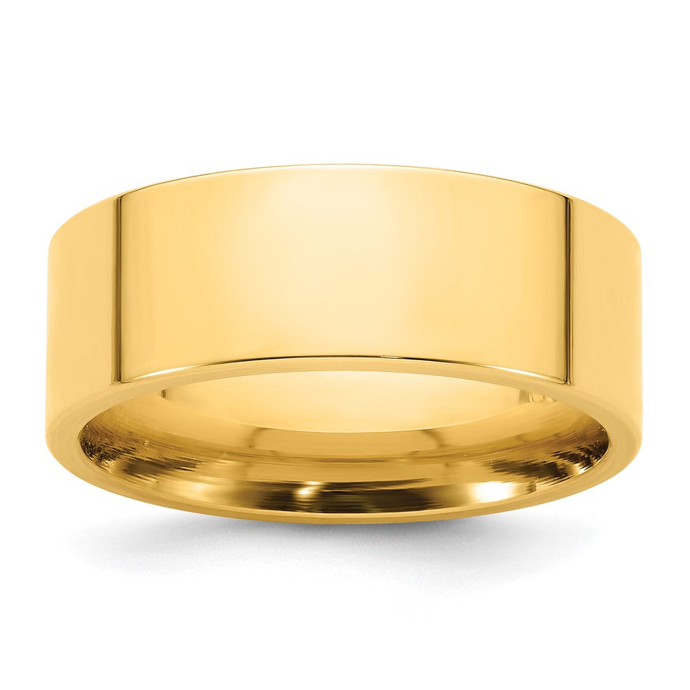 14k Yellow Gold 8mm Standard Weight Flat Comfort Fit Wedding Band Size 8