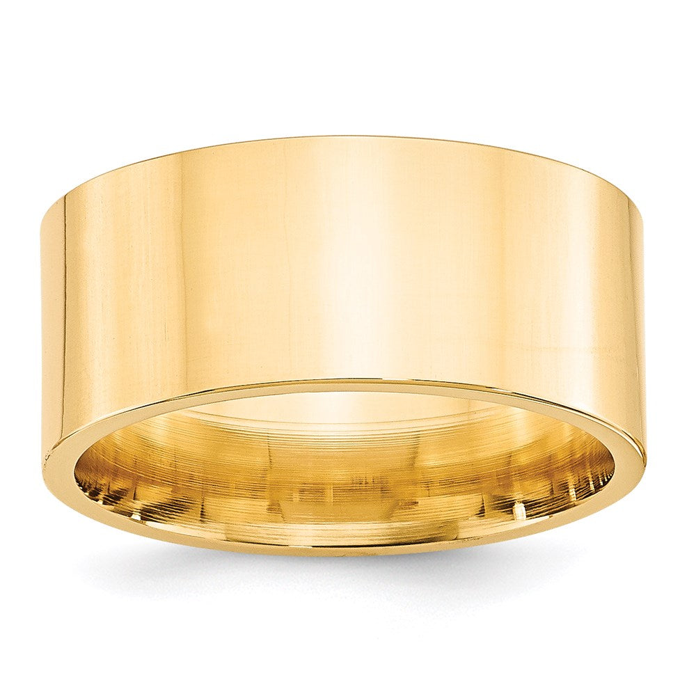 14k Yellow Gold 10mm Standard Weight Flat Comfort Fit Wedding Band Size 5.5