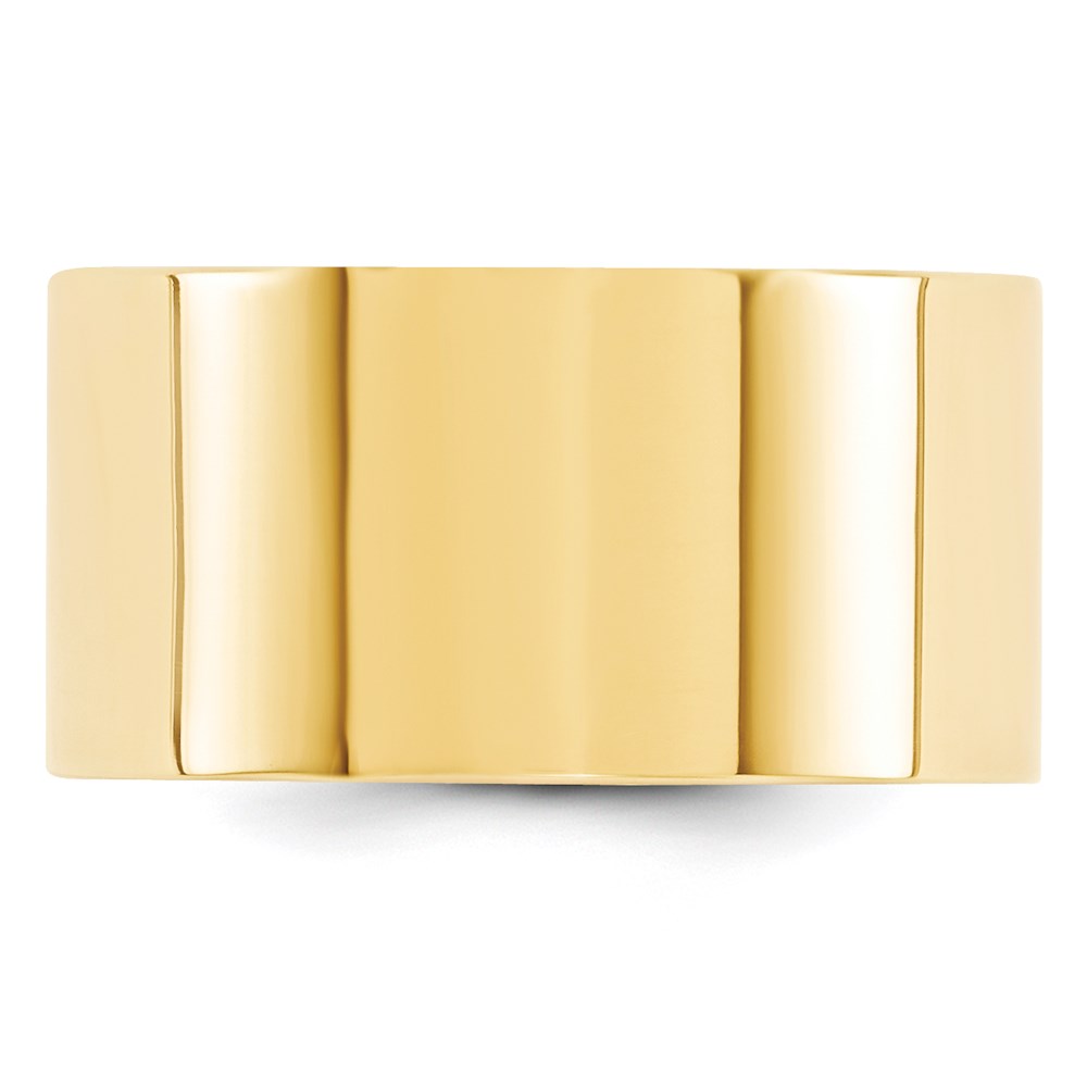 14k Yellow Gold 12mm Standard Weight Flat Comfort Fit Wedding Band Size 6