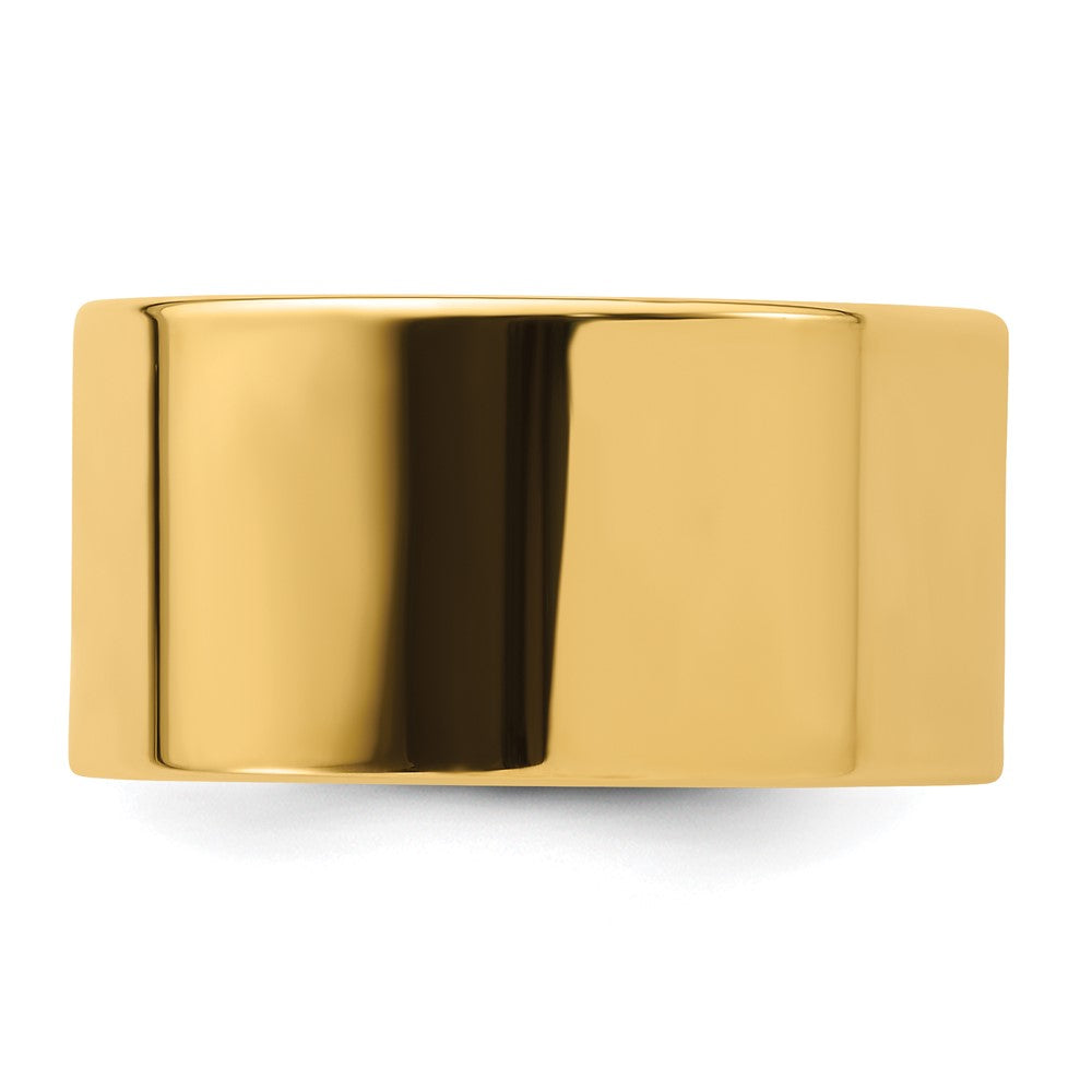 14k Yellow Gold 12mm Standard Weight Flat Comfort Fit Wedding Band Size 6.5