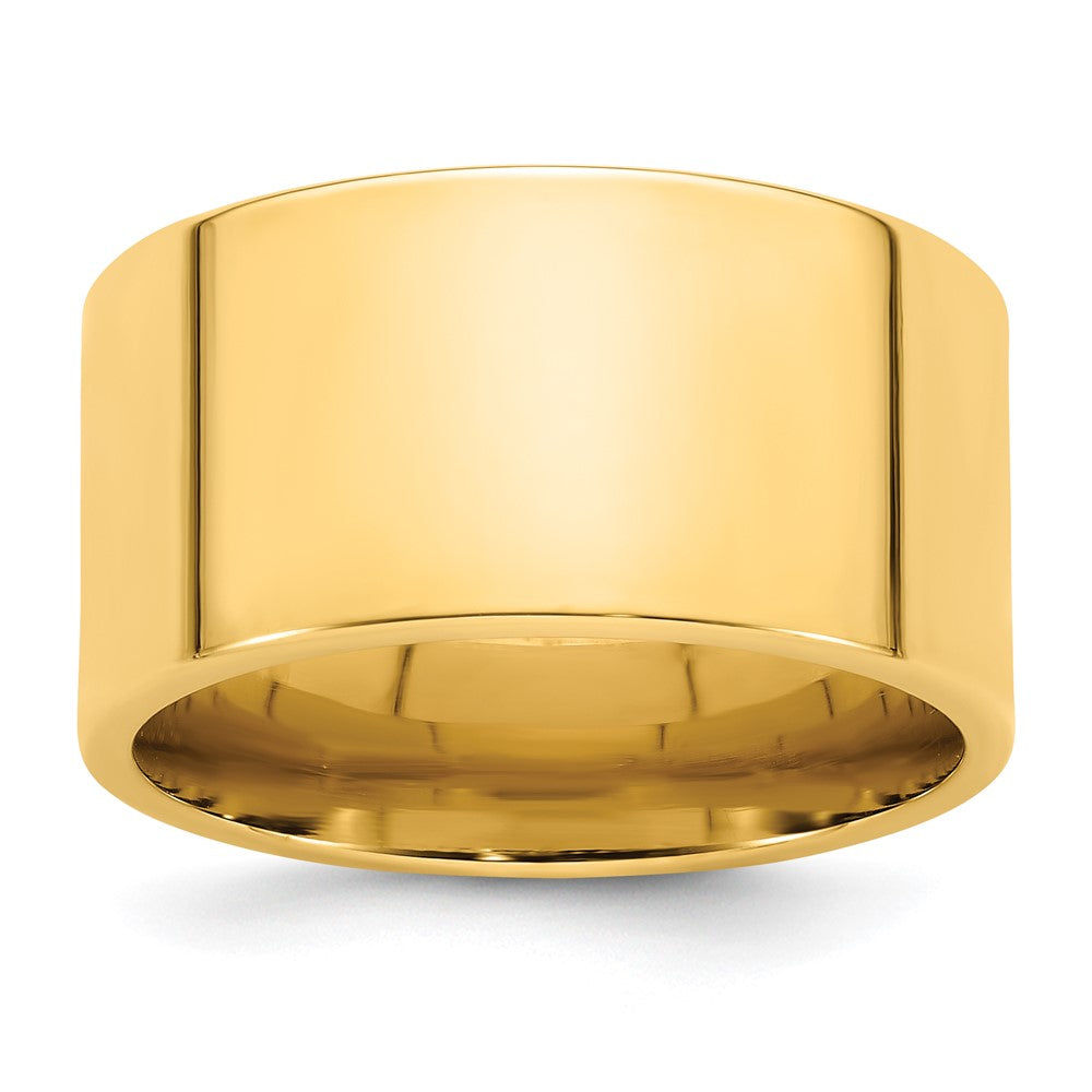 14k Yellow Gold 12mm Standard Weight Flat Comfort Fit Wedding Band Size 12.5