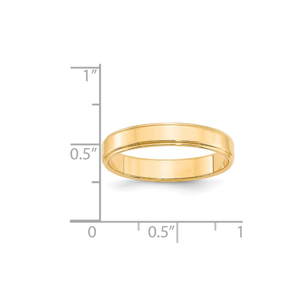 14k Yellow Gold 4mm Flat with Step Edge Wedding Band Size 12.5