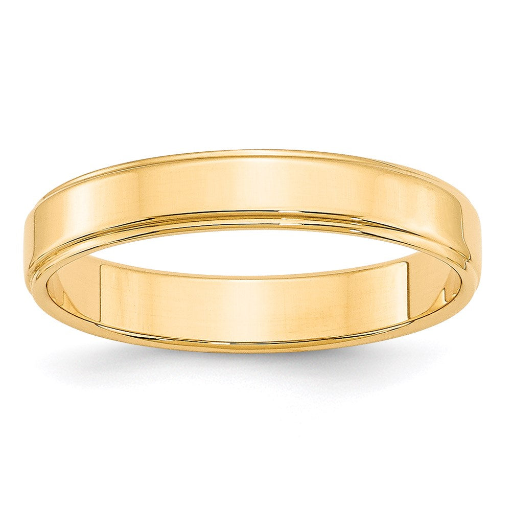 14k Yellow Gold 4mm Flat with Step Edge Wedding Band Size 9.5