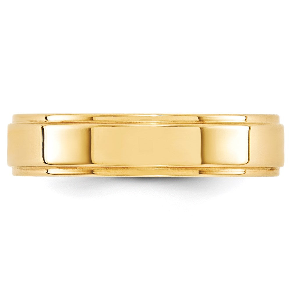 14k Yellow Gold 5mm Flat with Step Edge Wedding Band Size 14