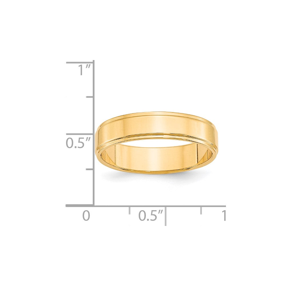 14k Yellow Gold 5mm Flat with Step Edge Wedding Band Size 7.5