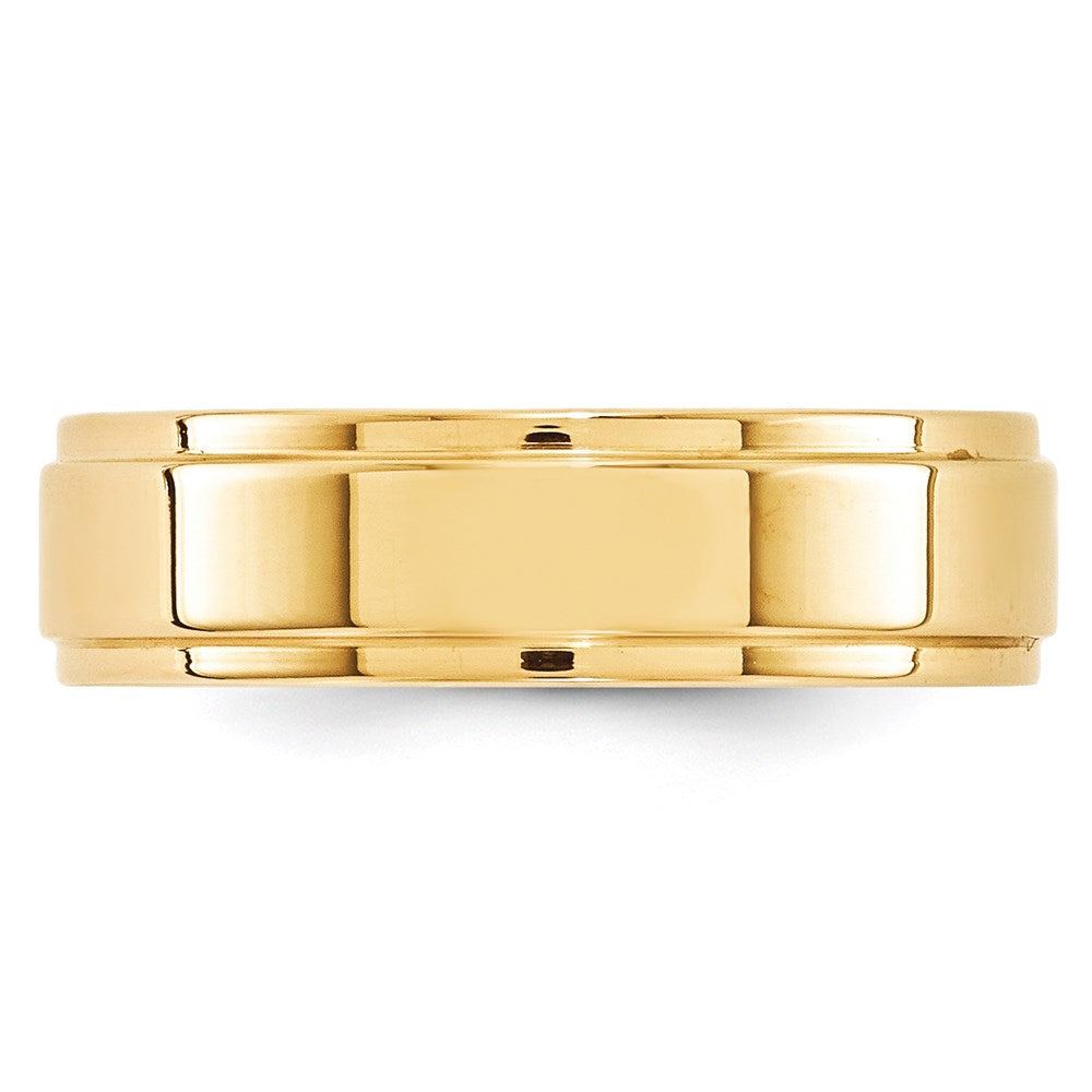 14k Yellow Gold 6mm Flat with Step Edge Wedding Band Size 5