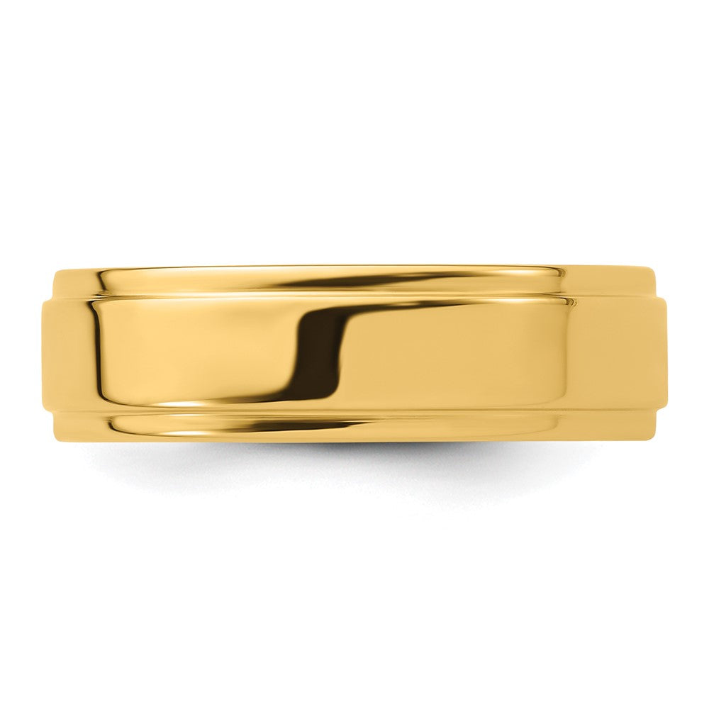 14k Yellow Gold 6mm Flat with Step Edge Wedding Band Size 12.5