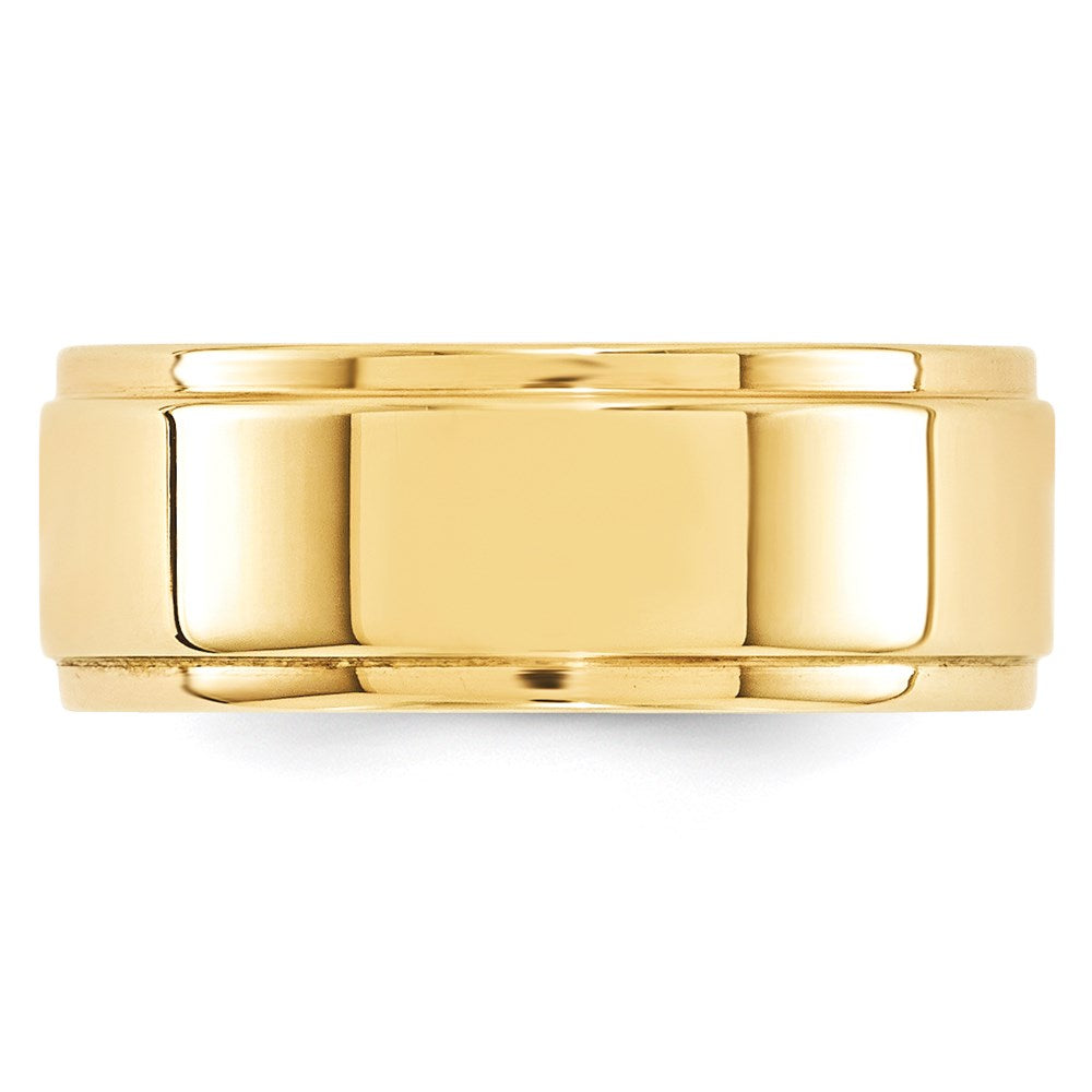 14k Yellow Gold 8mm Flat with Step Edge Wedding Band Size 5.5
