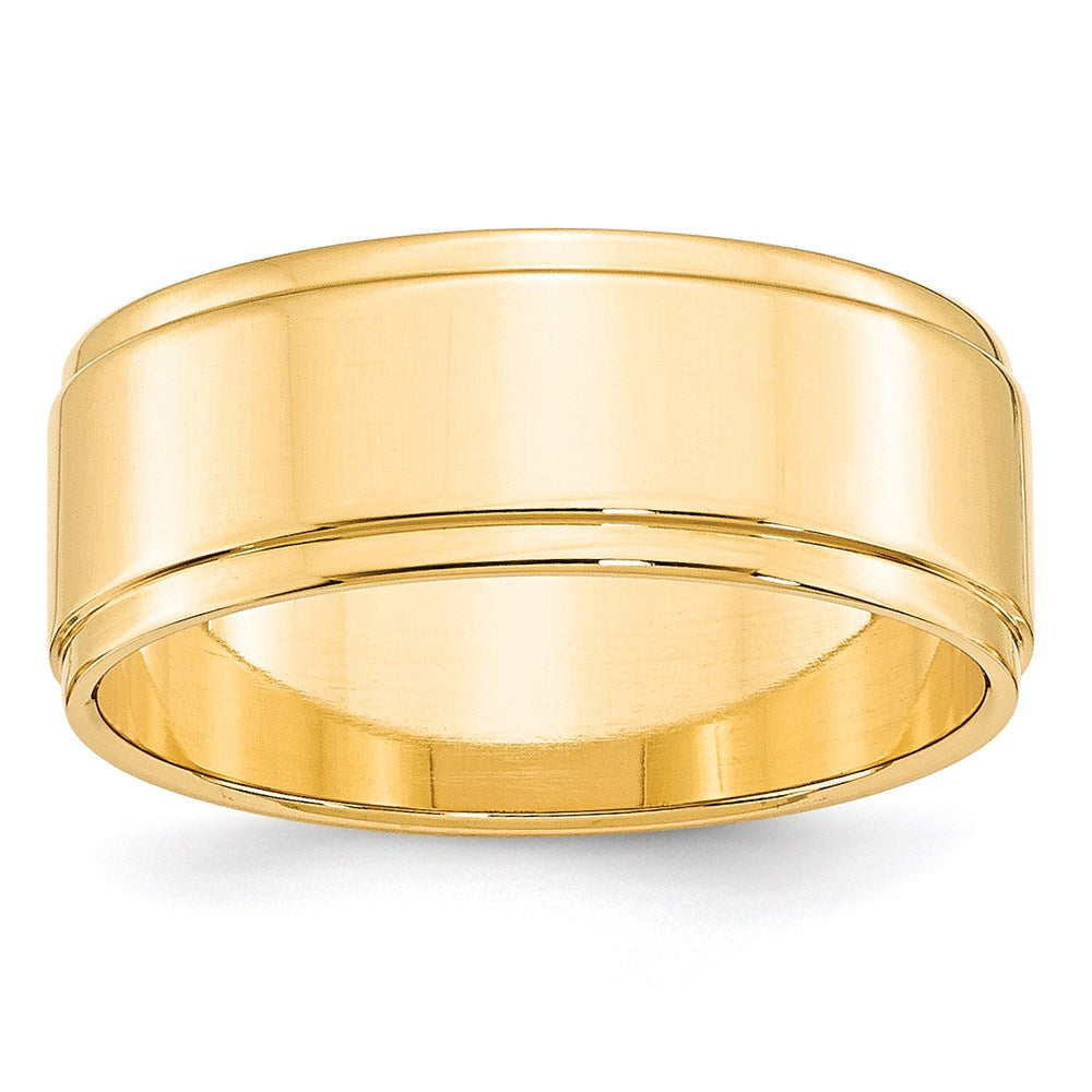 14k Yellow Gold 8mm Flat with Step Edge Wedding Band Size 11.5
