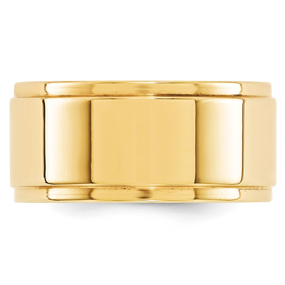 14k Yellow Gold 10mm Flat with Step Edge Wedding Band Size 13