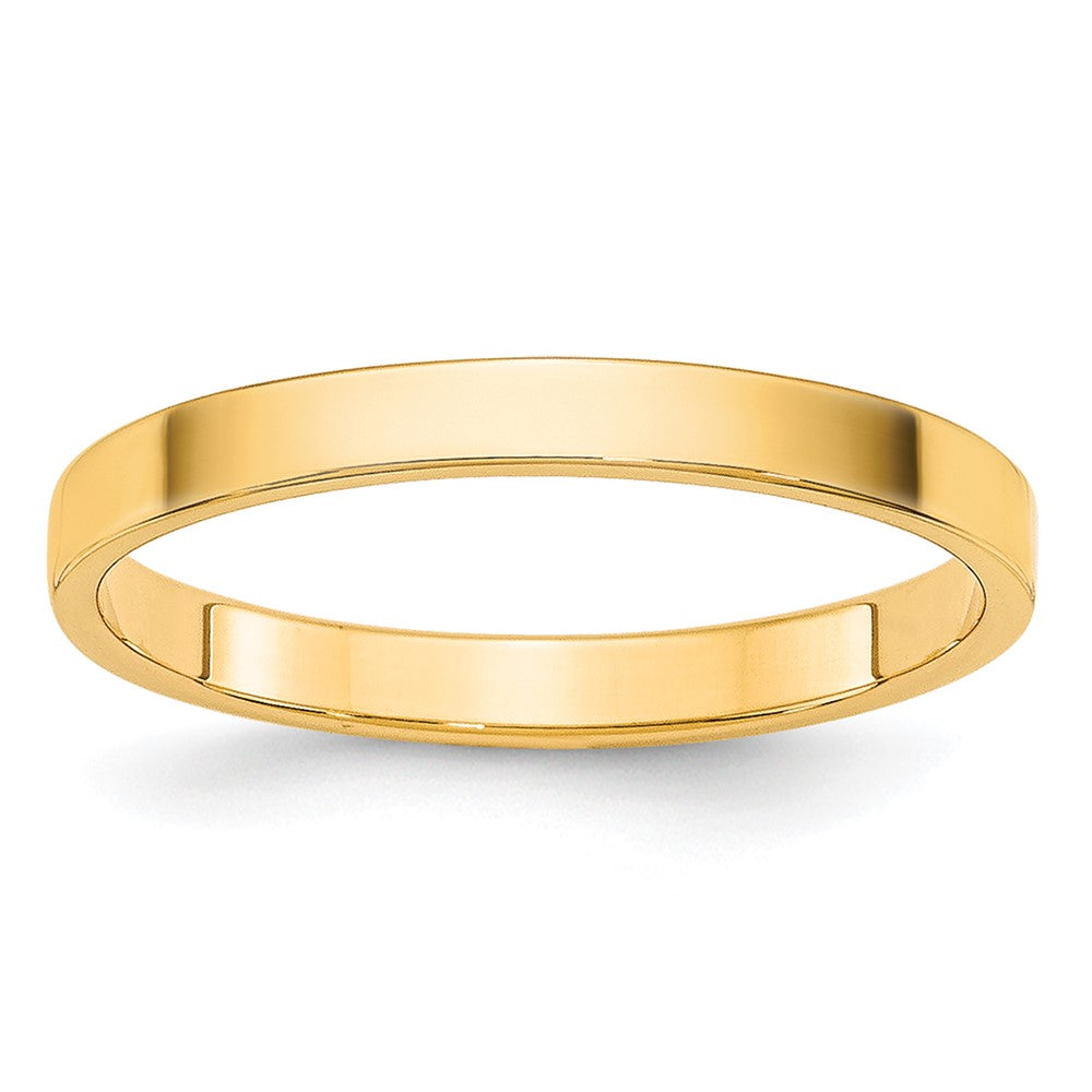 14k Yellow Gold 2mm Lightweight Flat Wedding Band Size 6.5