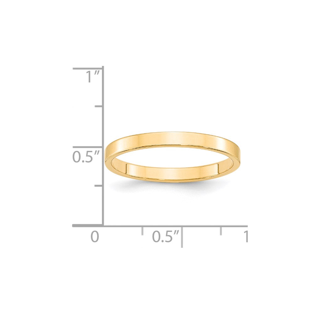 14k Yellow Gold 2.5mm Lightweight Flat Wedding Band Size 11