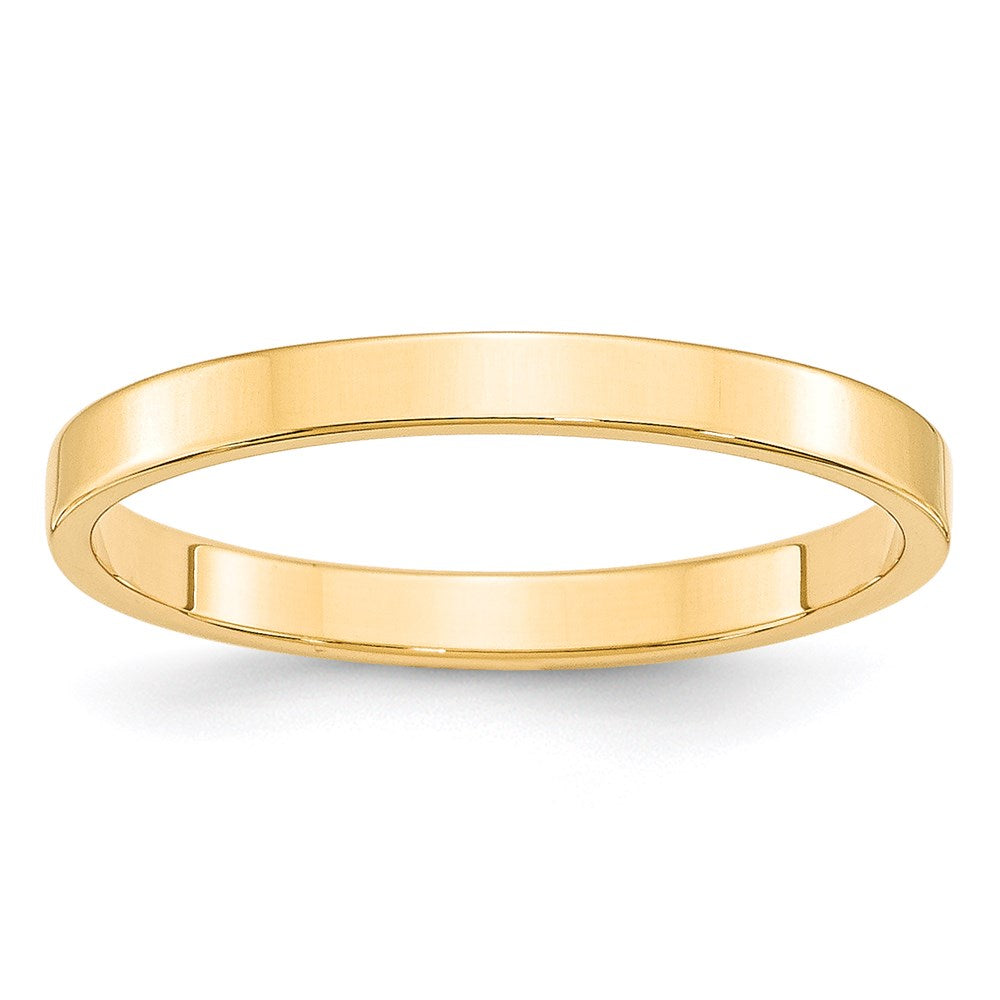 14k Yellow Gold 2.5mm Lightweight Flat Wedding Band Size 9