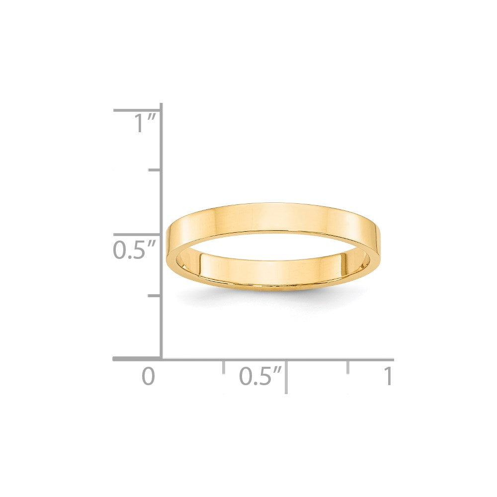14k Yellow Gold 3mm Lightweight Flat Wedding Band Size 4.5