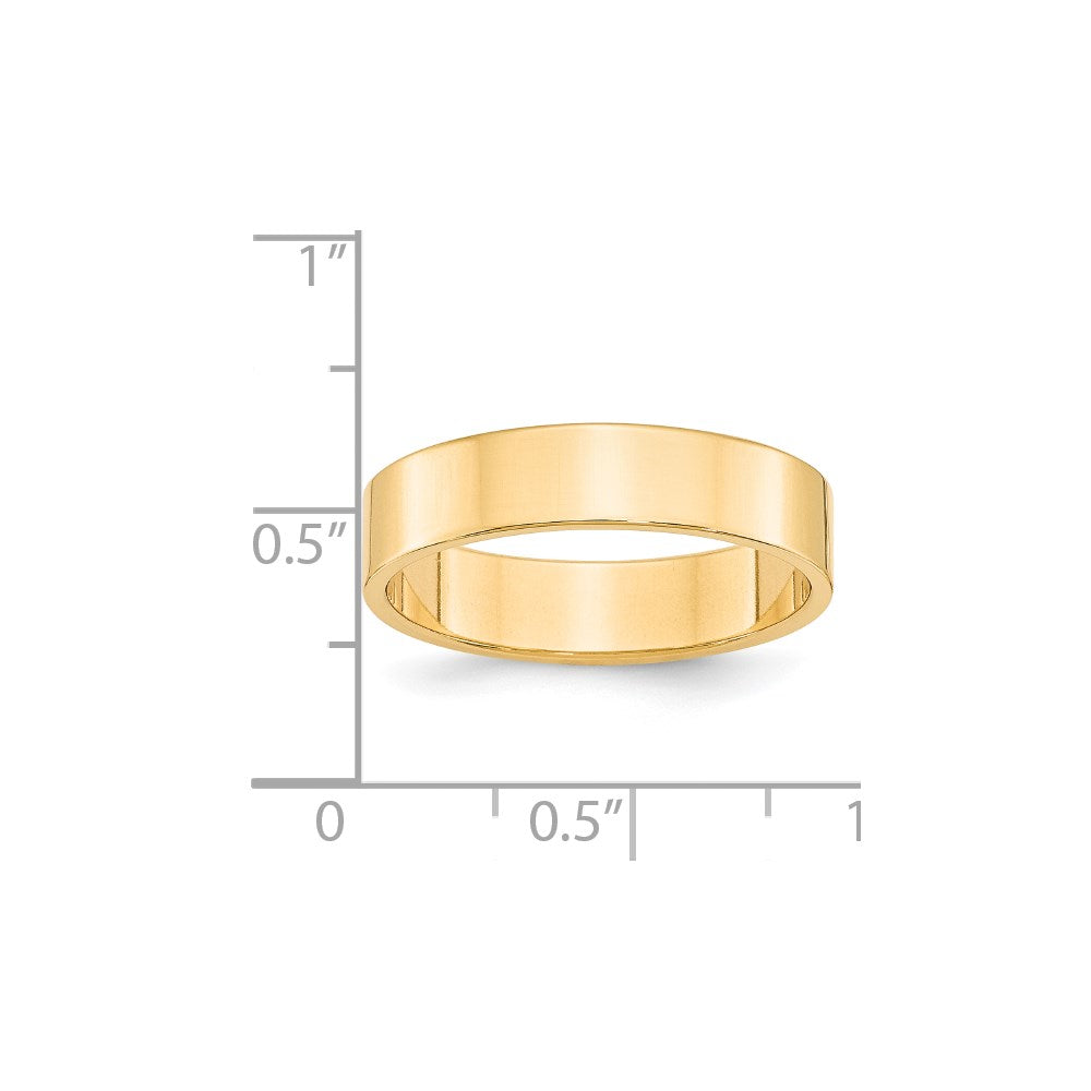 14k Yellow Gold 5mm Lightweight Flat Wedding Band Size 5.5