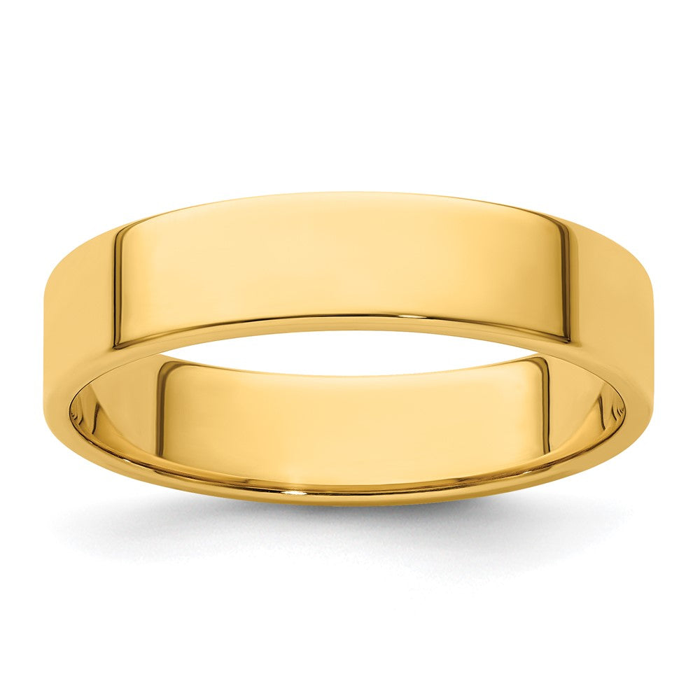 14k Yellow Gold 5mm Lightweight Flat Wedding Band Size 13.5