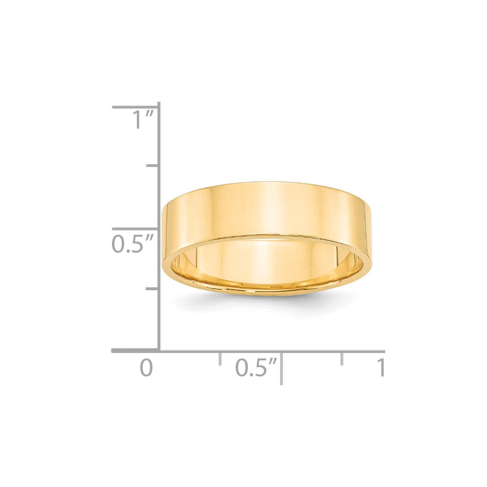 14k Yellow Gold 6mm Lightweight Flat Wedding Band Size 12.5