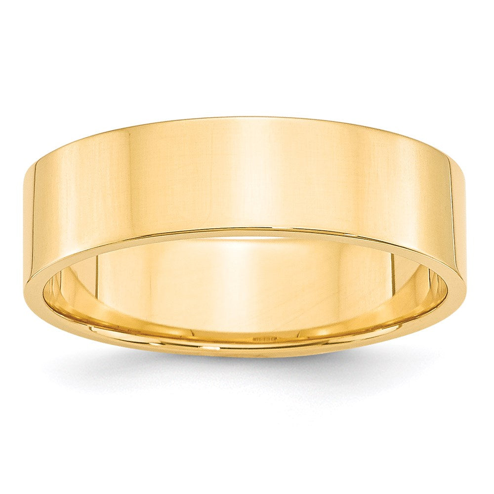 14k Yellow Gold 6mm Lightweight Flat Wedding Band Size 5.5